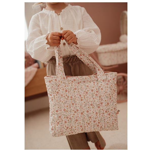 TORBA NA PIELUCHY i akcesoria dla lalek beżowa w kwiatuszki Little Dutch 3+