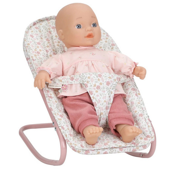 LEŻACZEK BUJACZEK dla lalek beżowy w kwiatuszki Little Dutch 3+