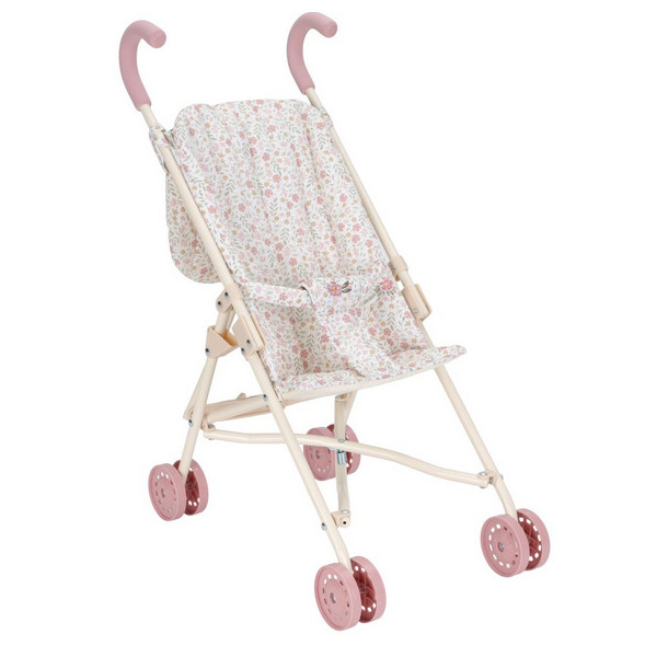 PARASOLKA wózek składany dla lalek beżowa spacerówka w kwiatuszki Little Dutch 3+