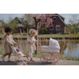 PARASOLKA wózek składany dla lalek beżowa spacerówka w kwiatuszki Little Dutch 3+