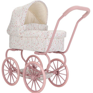 GŁĘBOKI WÓZEK dla lalek beżowy w kwiatuszki Little Dutch 3+