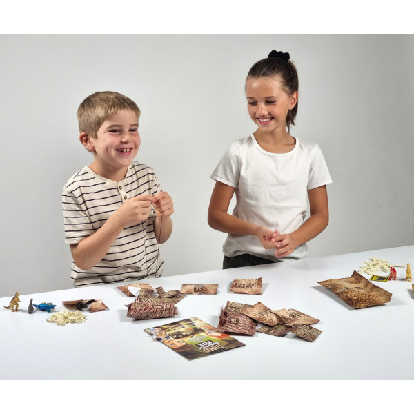 PUDEŁKO 25 NIESPODZIANEK Z DINOZAURAMI mały archeolog zestaw kreatywny do kalendarza adwentowego BUKI 6+