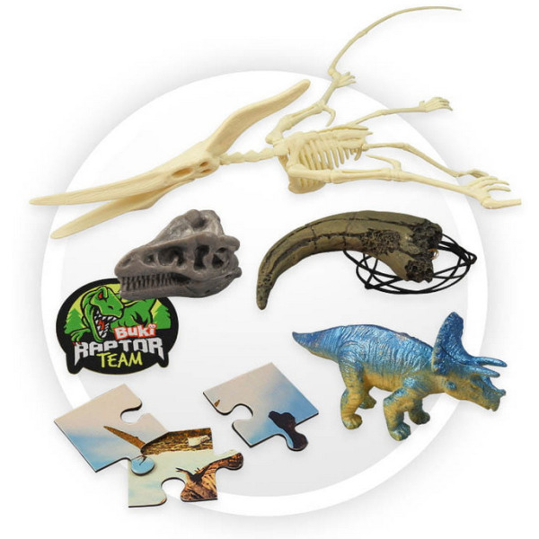 PUDEŁKO 25 NIESPODZIANEK Z DINOZAURAMI mały archeolog zestaw kreatywny do kalendarza adwentowego BUKI 6+