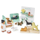 SALON PIĘKNOŚCI DLA PSÓW drewniane figurki z akcesoriami do zabawy Tender Leaf Toys 3+