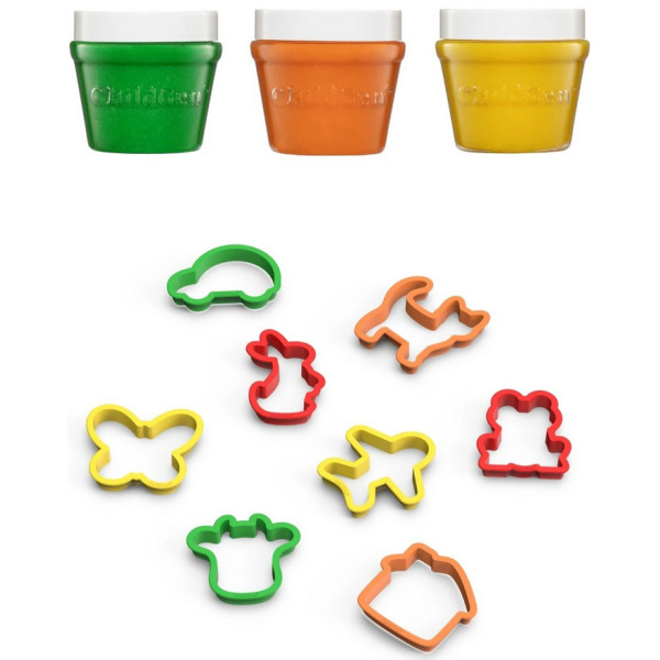 MAŁY ARTYSTA naturalna ciastolina 3 kolory: żółty, pomarańczowy, zielony x 125g i 8 kształtów MINI PREMIUM SET ChildGen 3+