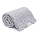 GREY kocyk wełniany merino premium collection warkocz 80 x 100 cm