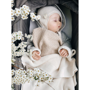 WARM BEIGE kocyk wełniany merino premium collection 80 x 100 cm