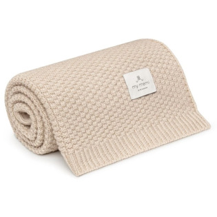 WARM BEIGE kocyk wełniany merino premium collection 80 x 100 cm