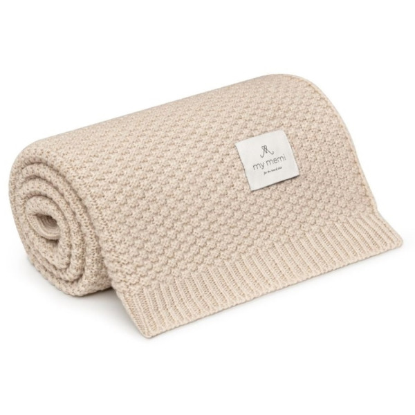 WARM BEIGE kocyk wełniany merino premium collection 80 x 100 cm