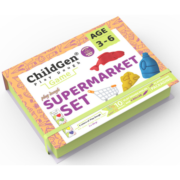 SKLEP - produkty spożywcze zestaw kreatywny 100% naturalna ciastolina 5 szt. x 125g i akcesoria ChildGen 3+