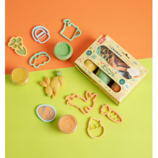 WIOSNA naturalna ciastolina 3 kolory: żółty, pomarańczowy, zielony x 125g i 8 kształtów MINI PREMIUM SET ChildGen 3+