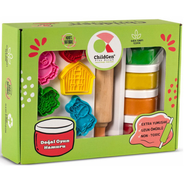 FARMA - zwierzątka zestaw kreatywny 100% naturalna ciastolina 4 szt. x 125g i akcesoria ChildGen 3+