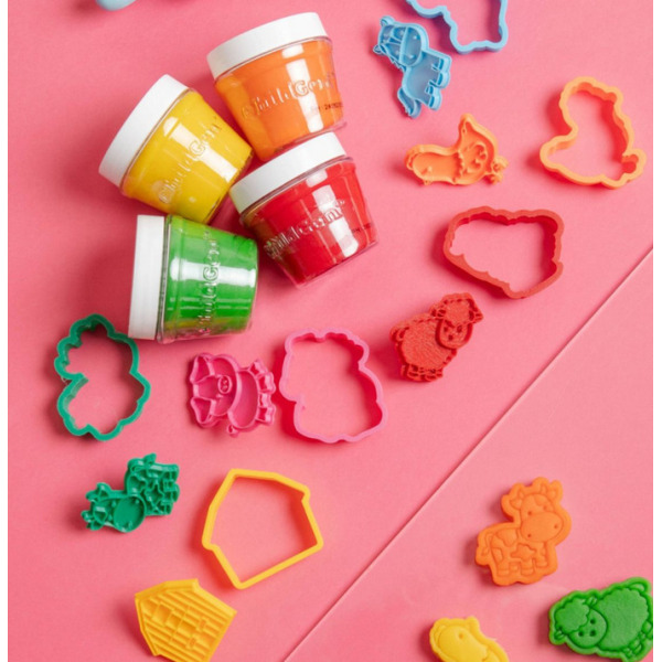 FARMA - zwierzątka zestaw kreatywny 100% naturalna ciastolina 4 szt. x 125g i akcesoria ChildGen 3+