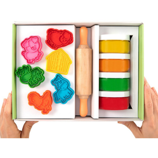 FARMA - zwierzątka zestaw kreatywny 100% naturalna ciastolina 4 szt. x 125g i akcesoria ChildGen 3+