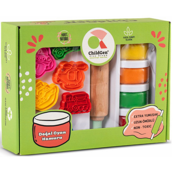 POJAZDY - autka zestaw kreatywny 100% naturalna ciastolina 4 szt. x 125g i akcesoria ChildGen 3+