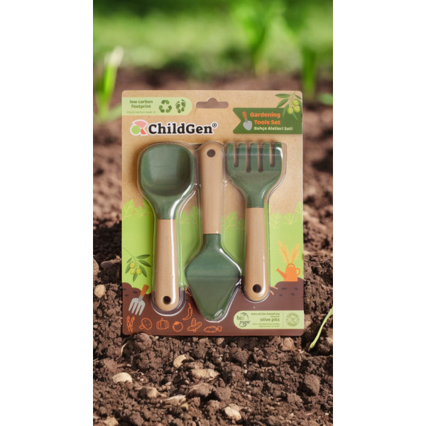 ZABAWKOWE NARZĘDZIA OGRODOWE do modelowania ciastoliny i ćwiczenia motoryki małej, akcesoria, grabki, szpadel, łopatka, bio plas