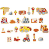 PLAC BUDOWY drewniane magnesy na lodówkę 24 szt. Janod 2+