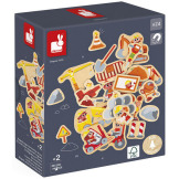 PLAC BUDOWY drewniane magnesy na lodówkę 24 szt. Janod 2+