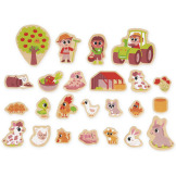 NA FARMIE drewniane magnesy na lodówkę 24 szt. Janod 2+