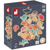 PODWODNY ŚWIAT drewniane magnesy na lodówkę 24 szt. Janod 2+