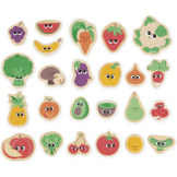 OWOCE I WARZYWA drewniane magnesy na lodówkę 24 szt. Janod 2+