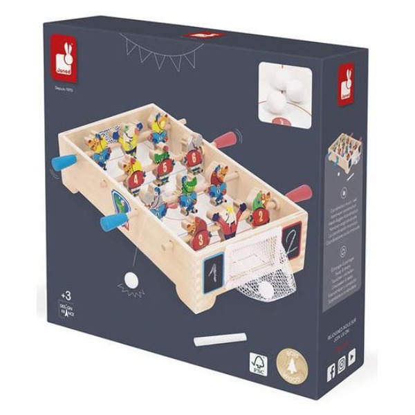 MINI HOKEJ drewniana gra zręcznościowa piłkarzyki Applepop Janod 3+
