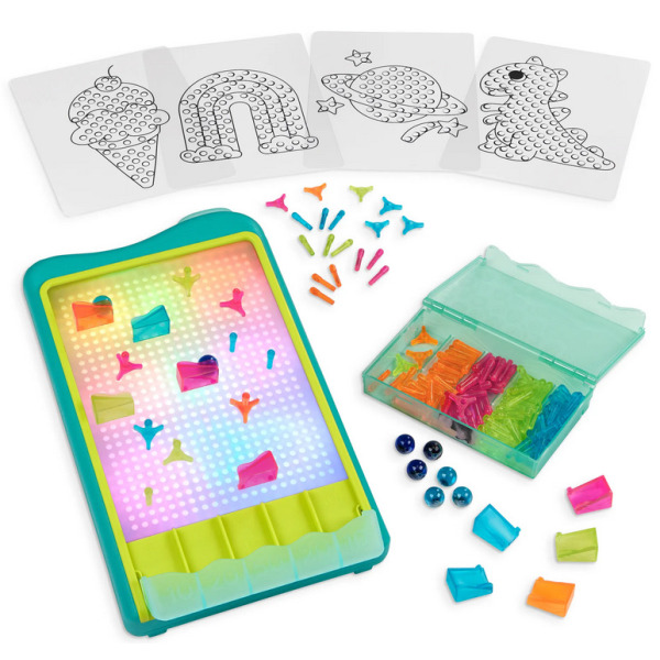 Podświetlany interaktywny TOR KULKOWY DIY i ŚWIETLNA TABLICA ARTYSTYCZNA 2w1 180 el. Light-Up Marble Drop B.Toys 4+