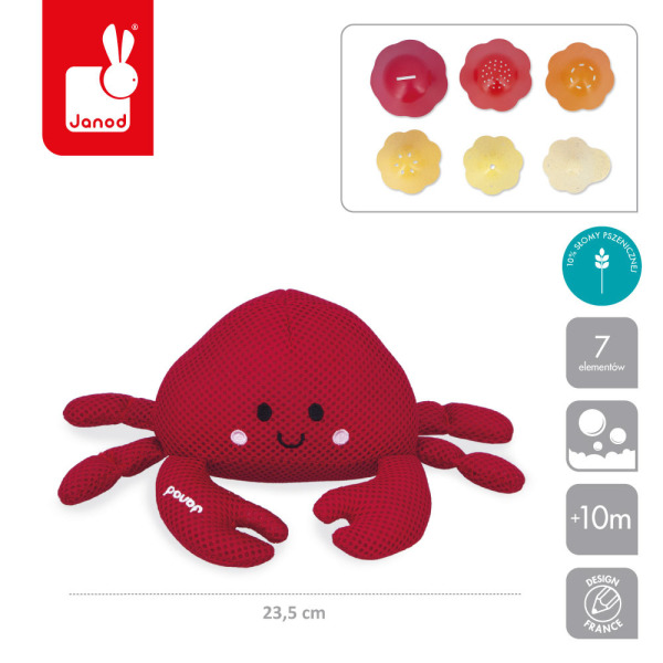 KRAB Z MUSZELKAMI zabawka do kąpieli 7 el. Janod 10m+