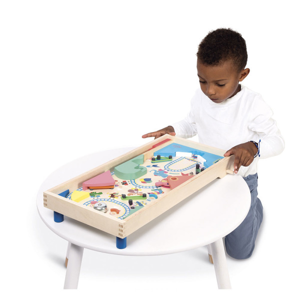 PINBALL drewniana gra zręcznościowa tor dla kulek Applepop Janod 5+