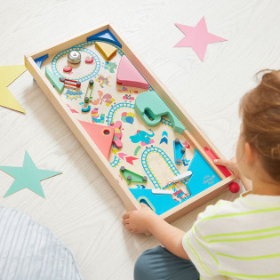 PINBALL drewniana gra zręcznościowa tor dla kulek Applepop Janod 5+