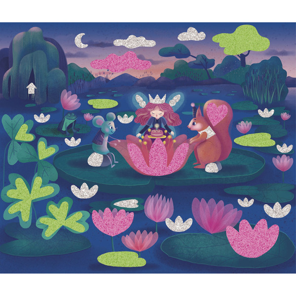 WRÓŻKI zestaw kreatywny Naklejki piankowe i fosforescencyjne piaski Magic Fairies JANOD 6+