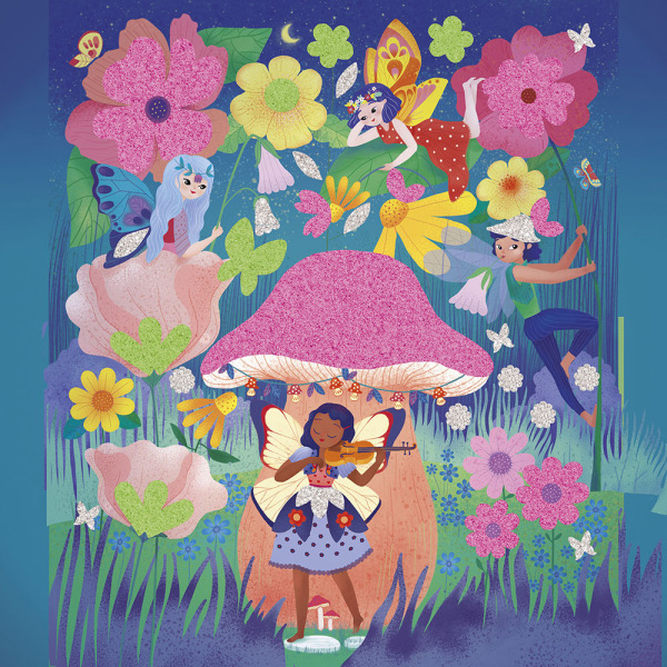 WRÓŻKI zestaw kreatywny Naklejki piankowe i fosforescencyjne piaski Magic Fairies JANOD 6+