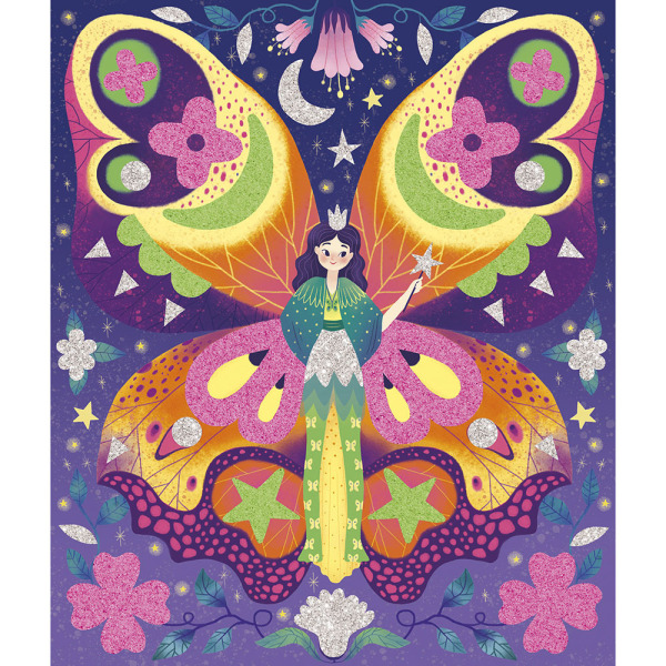 WRÓŻKI zestaw kreatywny Naklejki piankowe i fosforescencyjne piaski Magic Fairies JANOD 6+