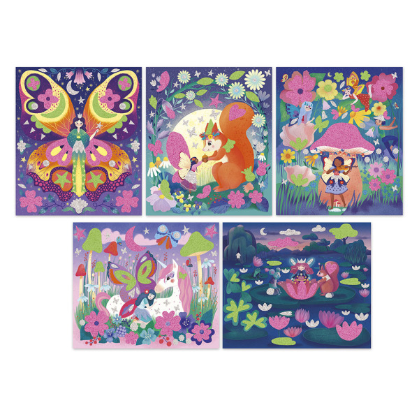 WRÓŻKI zestaw kreatywny Naklejki piankowe i fosforescencyjne piaski Magic Fairies JANOD 6+