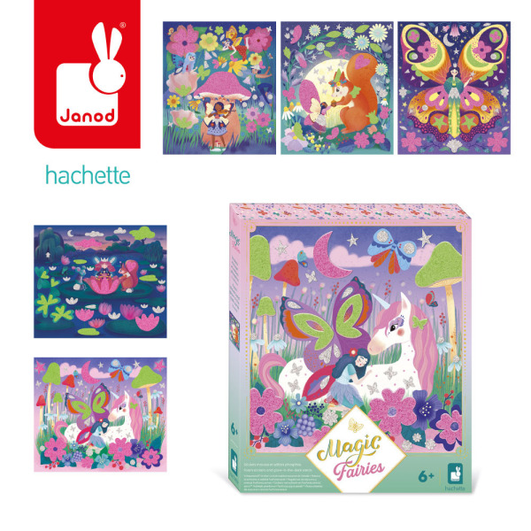 WRÓŻKI zestaw kreatywny Naklejki piankowe i fosforescencyjne piaski Magic Fairies JANOD 6+