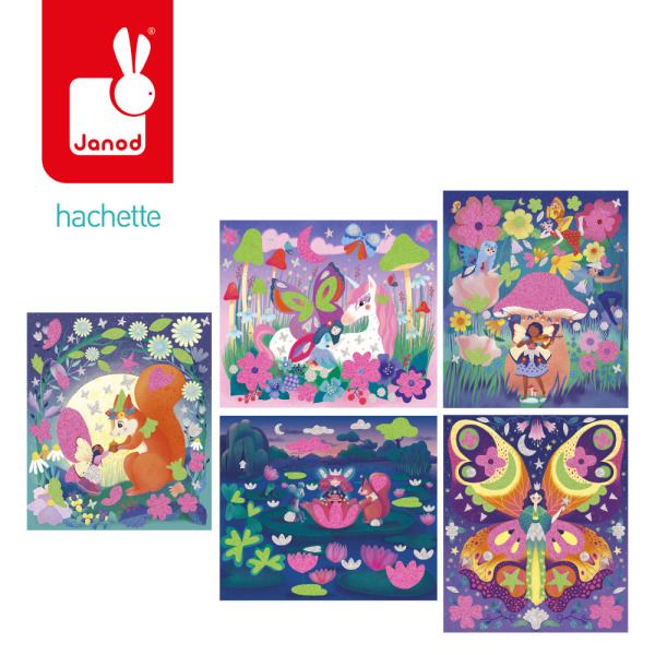 WRÓŻKI zestaw kreatywny Naklejki piankowe i fosforescencyjne piaski Magic Fairies JANOD 6+