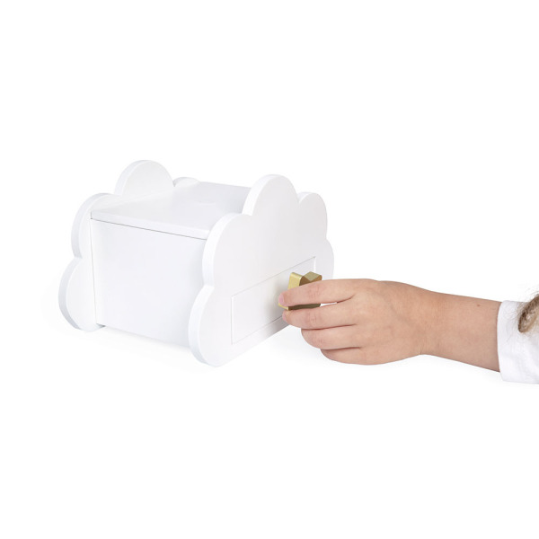 Drewniana szkatułka na biżuterię z lusterkiem, naszyjnikiem i bransoletką JEDNOROŻCE Janod 3+