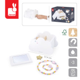 Drewniana szkatułka na biżuterię z lusterkiem, naszyjnikiem i bransoletką JEDNOROŻCE Janod 3+