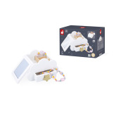 Drewniana szkatułka na biżuterię z lusterkiem, naszyjnikiem i bransoletką JEDNOROŻCE Janod 3+