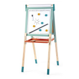 DREWNIANA TABLICA DO NAUKI PISANIA I RYSOWANIA z regulacją wysokości i 14 akcesoriami Janod 3+