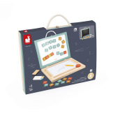 DREWNIANA TABLICA DO NAUKI PISANIA I RYSOWANIA z magnesami literkami i znikopisem w walizce 4w1 Janod 3+