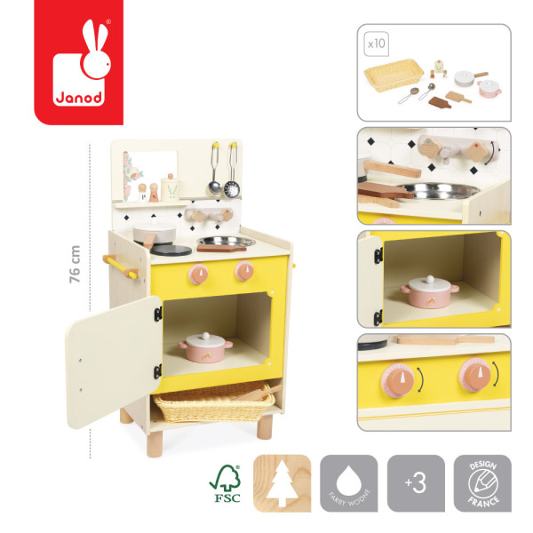 DUŻA KUCHNIA drewniana z 10 akcesoriami Shiny Grandma Janod 3+