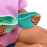 MIĘKKIE KLOCKI I KUBECZKI SENSORYCZNE 2w1 pastelowe do nauki liczenia Stackin’ Squishies 17 el. B.Toys 6m+