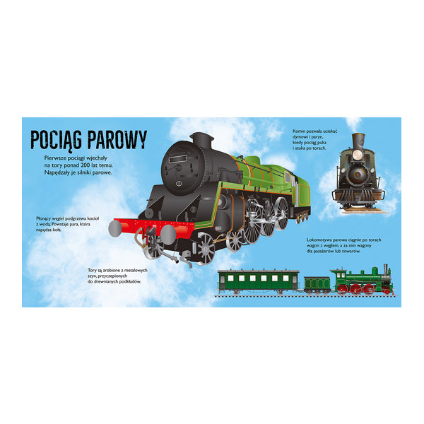 POCIĄGI. POP-UP rozkładana książka kartonowa Dawid Hawcock wyd. JupiJo 3+