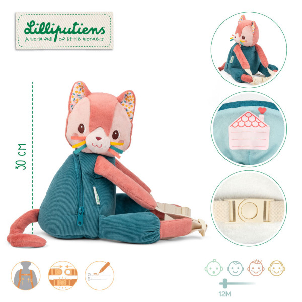 KOTKA JEANNE miękki plecak przytulanka Lilliputiens 12m+