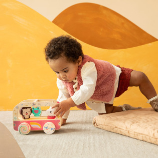 JEDNOROŻEC LENA drewniany autobus sorter do ciągnięcia Lilliputiens 12 msc+