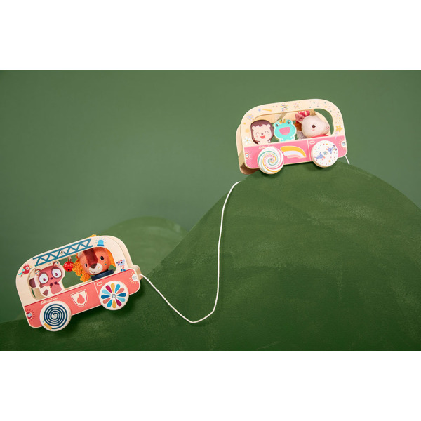 JEDNOROŻEC LENA drewniany autobus sorter do ciągnięcia Lilliputiens 12 msc+