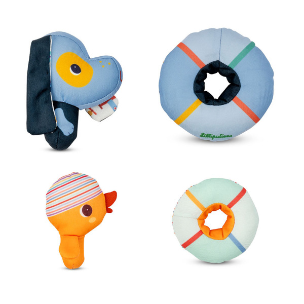 PIESEK JULES I KACZOREK GASPARD przytulanki do kąpieli Lilliputiens 6 msc+