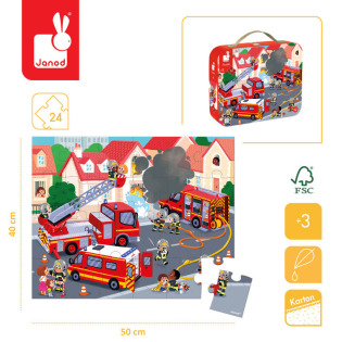 STRAŻACY tekturowe puzzle w walizce 24 el.