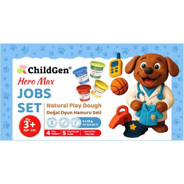 MAX I ZAWODY zestaw kreatywny 100% naturalna ciastolina 4 szt. x 65g i akcesoria Paw Pals ChildGen 3+